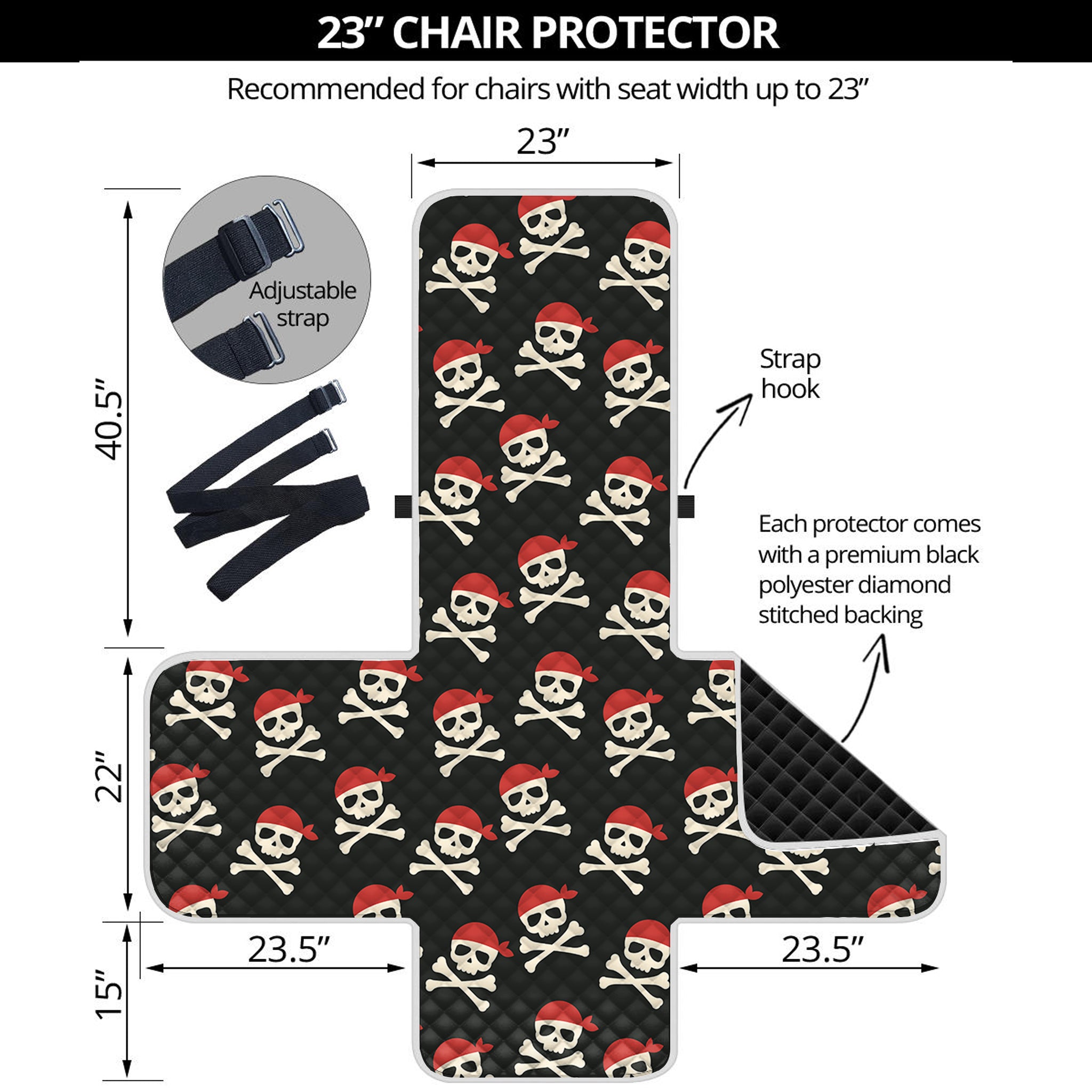 Pirate Skull Crossbones Pattern Print Armchair Protector