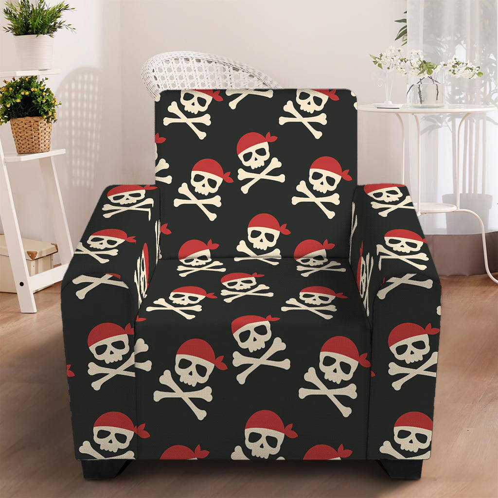 Pirate Skull Crossbones Pattern Print Armchair Slipcover