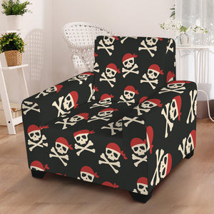 Pirate Skull Crossbones Pattern Print Armchair Slipcover