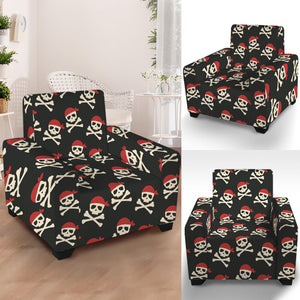 Pirate Skull Crossbones Pattern Print Armchair Slipcover