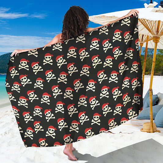Pirate Skull Crossbones Pattern Print Beach Sarong Wrap