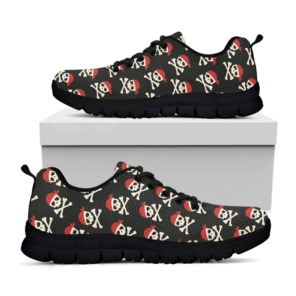 Pirate Skull Crossbones Pattern Print Black Sneakers