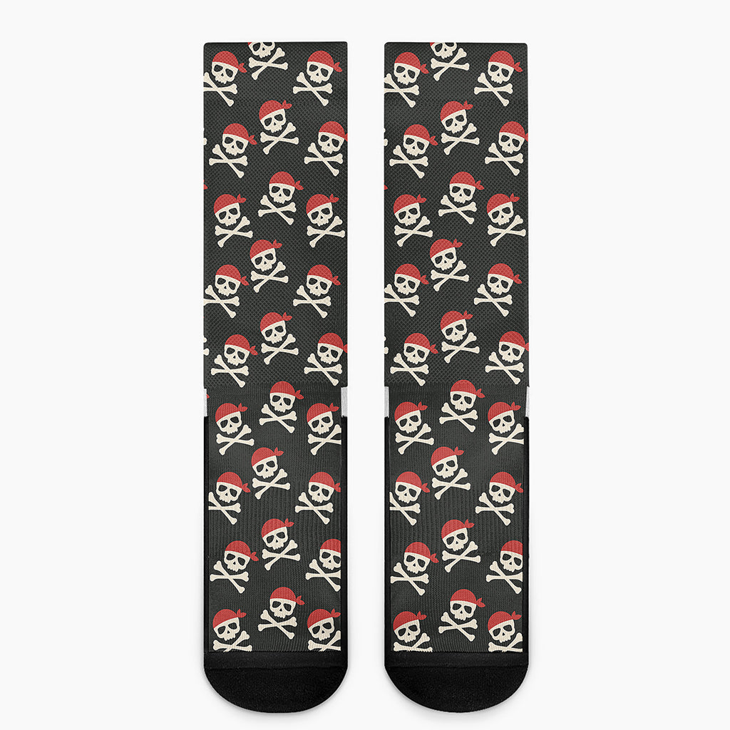 Pirate Skull Crossbones Pattern Print Crew Socks