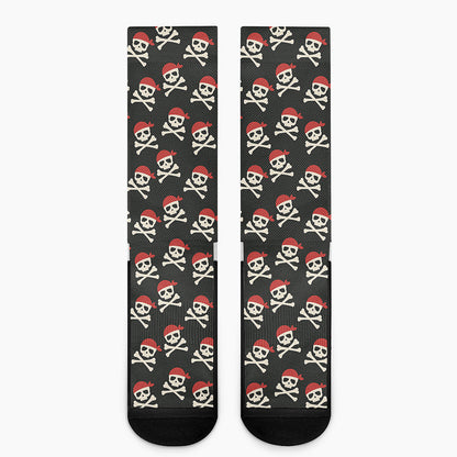 Pirate Skull Crossbones Pattern Print Crew Socks