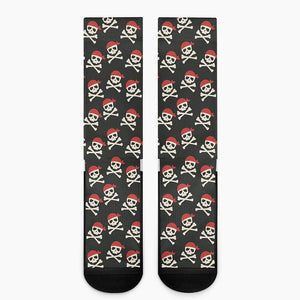 Pirate Skull Crossbones Pattern Print Crew Socks