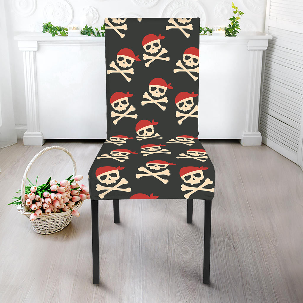 Pirate Skull Crossbones Pattern Print Dining Chair Slipcover