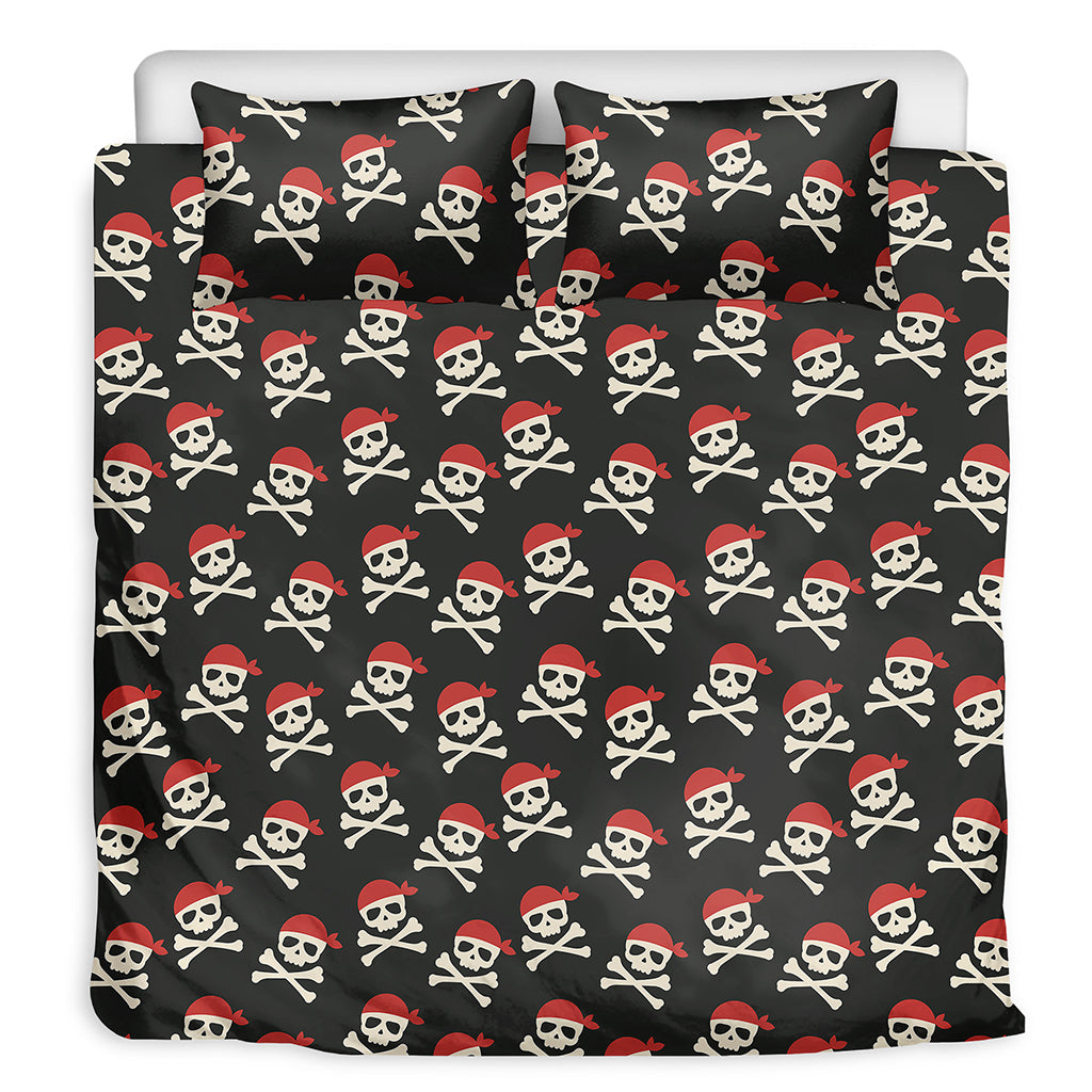 Pirate Skull Crossbones Pattern Print Duvet Cover Bedding Set