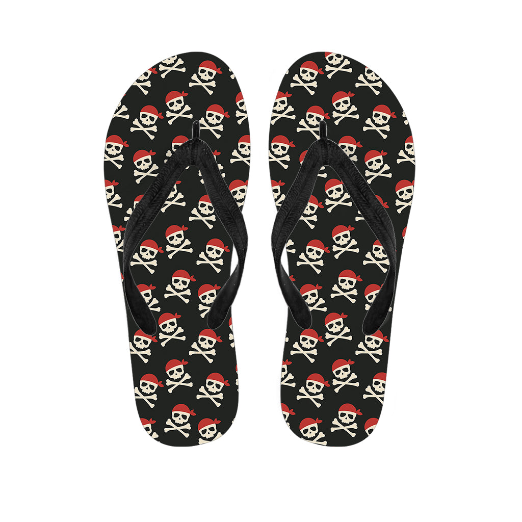 Pirate Skull Crossbones Pattern Print Flip Flops