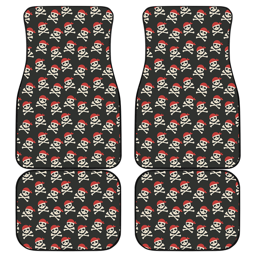 Pirate Skull Crossbones Pattern Print Front and Back Car Floor Mats