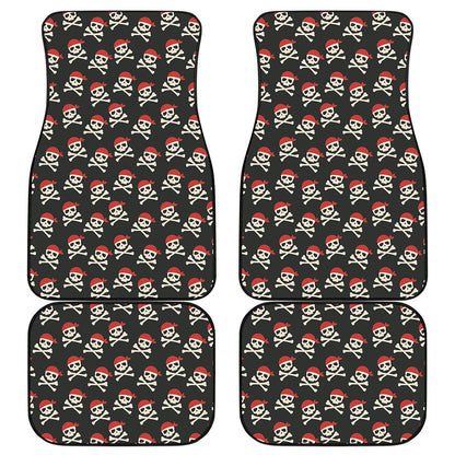 Pirate Skull Crossbones Pattern Print Front and Back Car Floor Mats