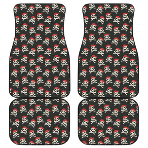 Pirate Skull Crossbones Pattern Print Front and Back Car Floor Mats