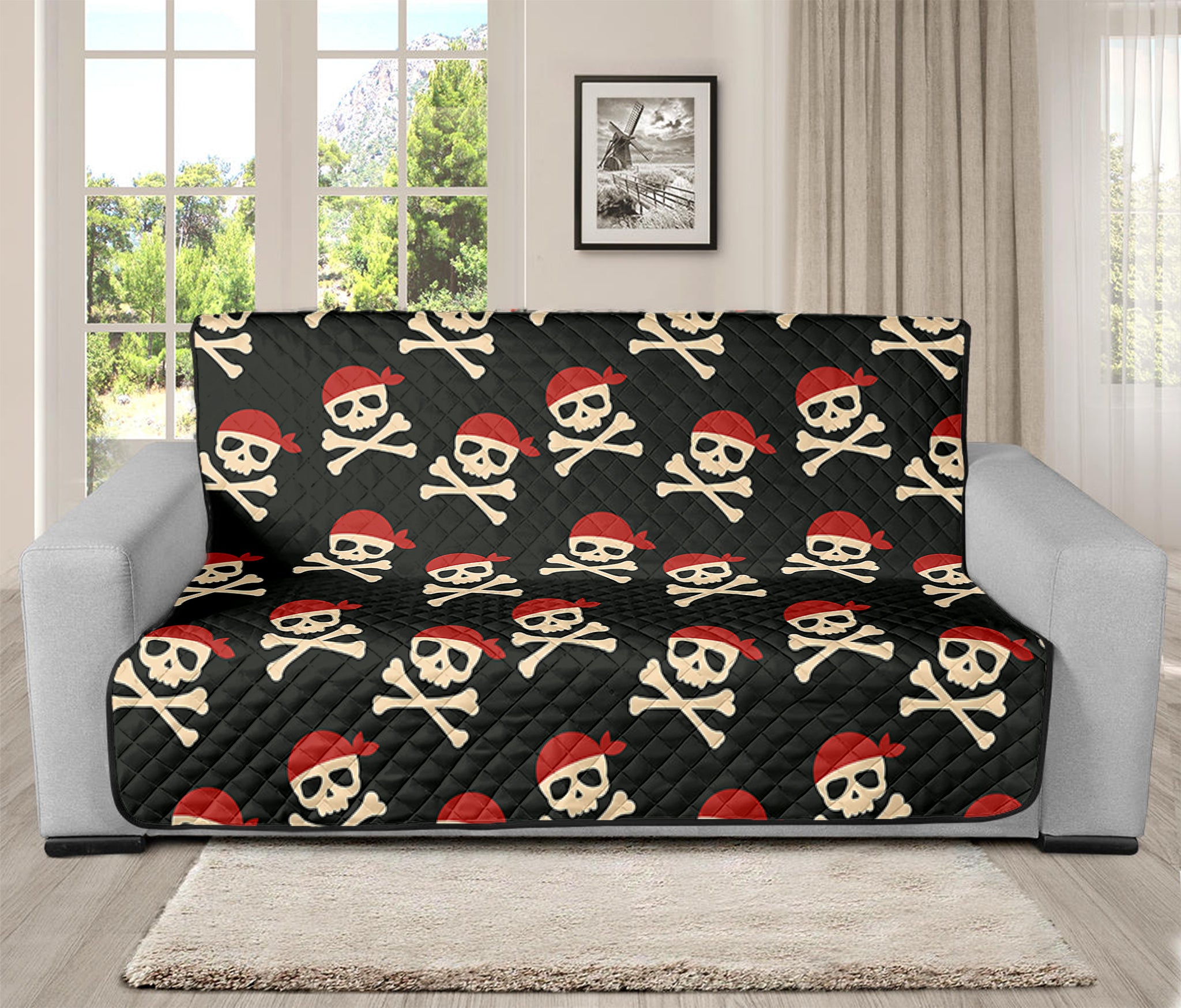 Pirate Skull Crossbones Pattern Print Futon Protector