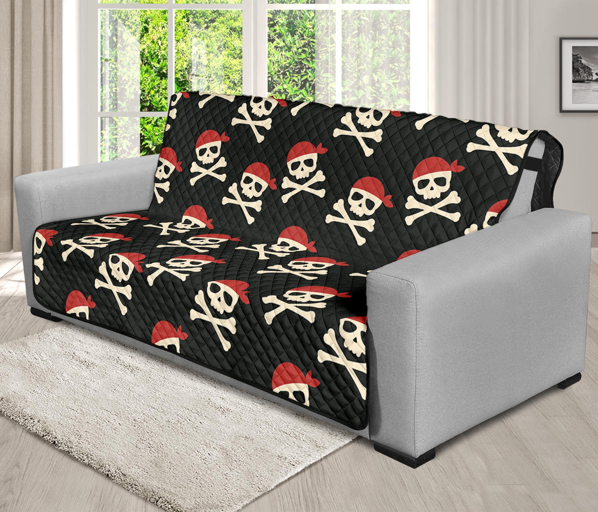 Pirate Skull Crossbones Pattern Print Futon Protector