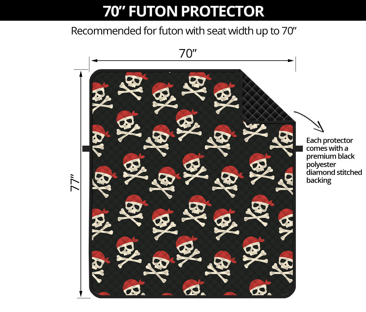 Pirate Skull Crossbones Pattern Print Futon Protector