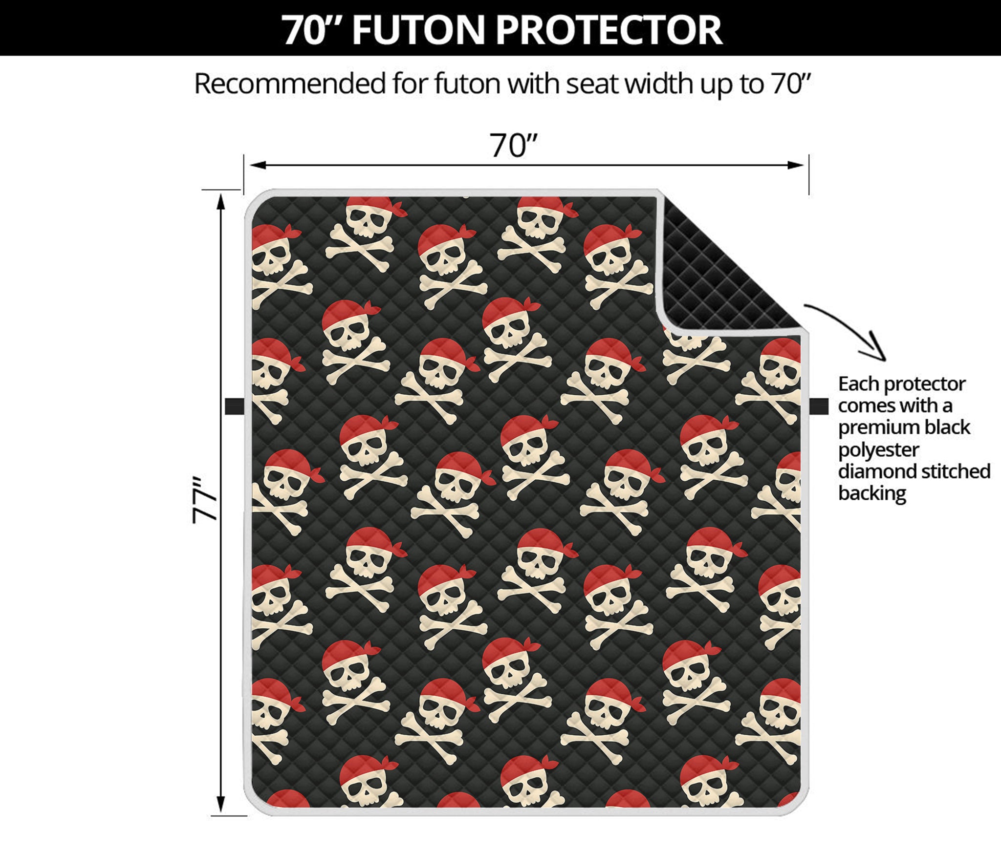 Pirate Skull Crossbones Pattern Print Futon Protector