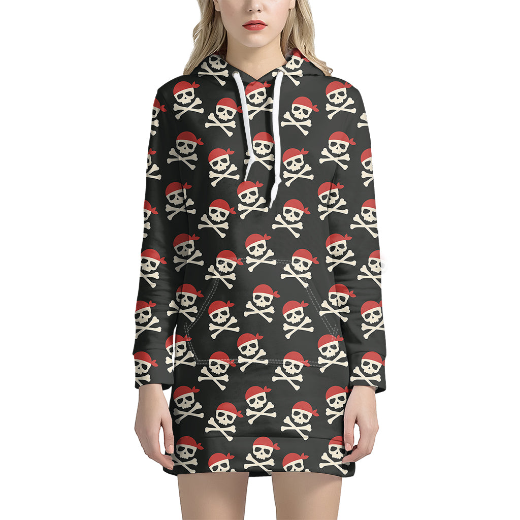 Pirate Skull Crossbones Pattern Print Hoodie Dress