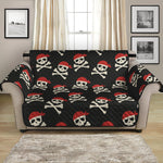 Pirate Skull Crossbones Pattern Print Loveseat Protector