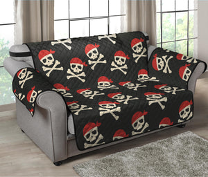 Pirate Skull Crossbones Pattern Print Loveseat Protector