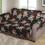 Pirate Skull Crossbones Pattern Print Loveseat Protector