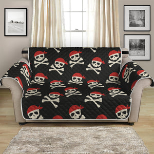 Pirate Skull Crossbones Pattern Print Loveseat Protector