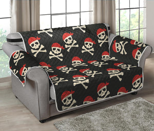 Pirate Skull Crossbones Pattern Print Loveseat Protector