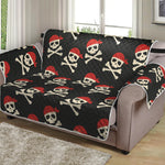 Pirate Skull Crossbones Pattern Print Loveseat Protector