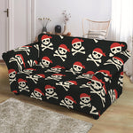 Pirate Skull Crossbones Pattern Print Loveseat Slipcover