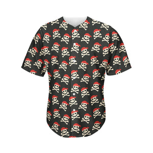 Pirate Skull Crossbones Pattern Print Men's Baseball Jersey