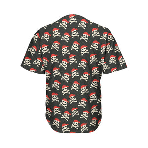 Pirate Skull Crossbones Pattern Print Men's Baseball Jersey