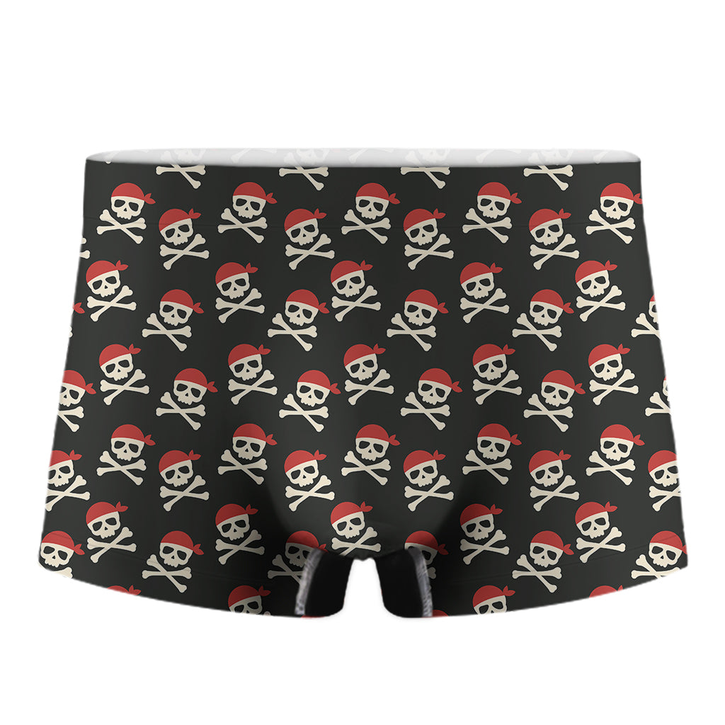 Pirate Skull Crossbones Pattern Print Men's Boxer Briefs