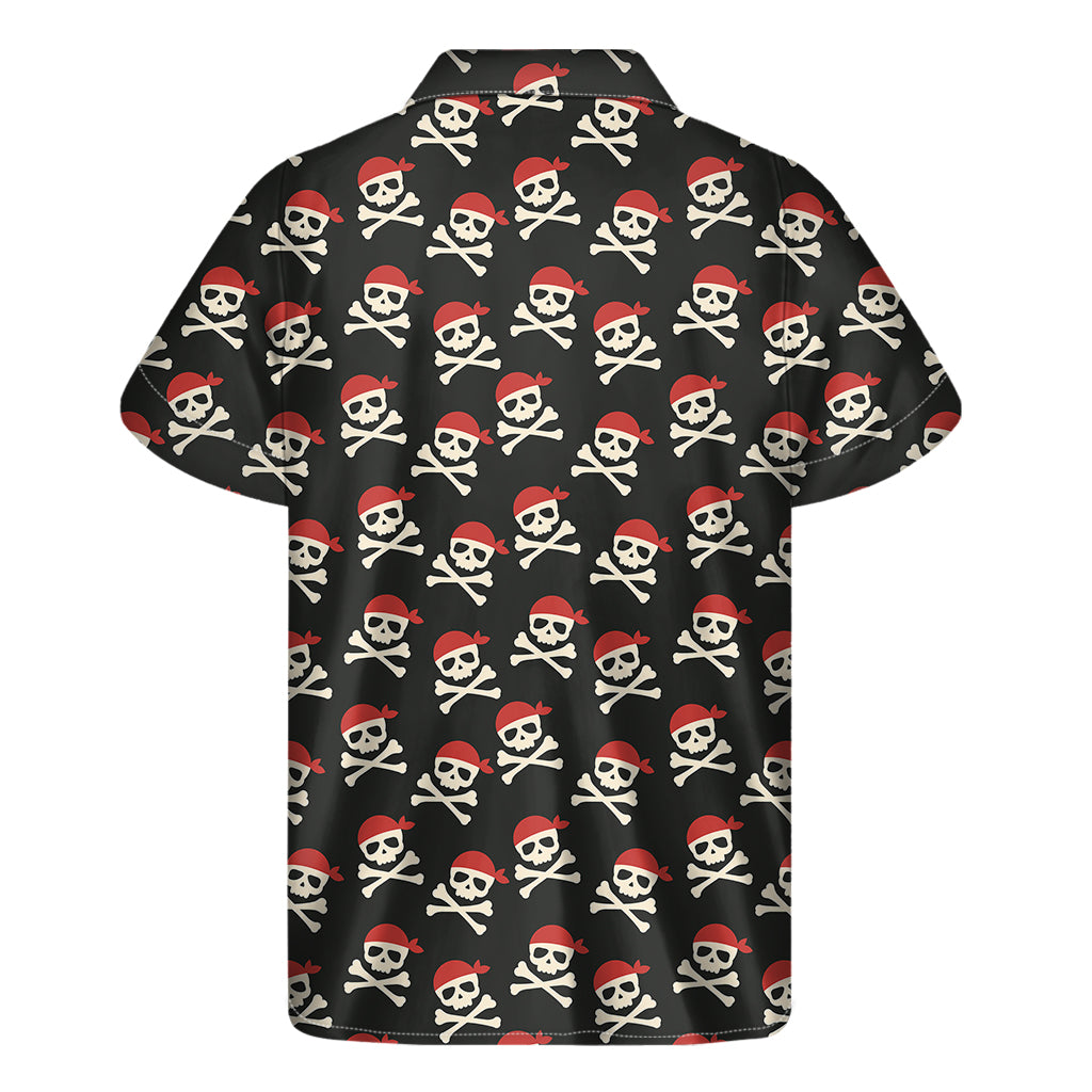 Pirate Skull Crossbones Pattern Print Men's Short Sleeve Shirt