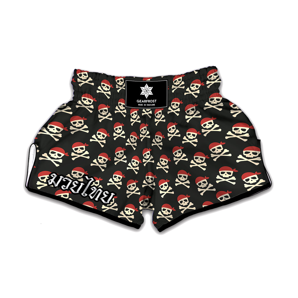 Pirate Skull Crossbones Pattern Print Muay Thai Boxing Shorts