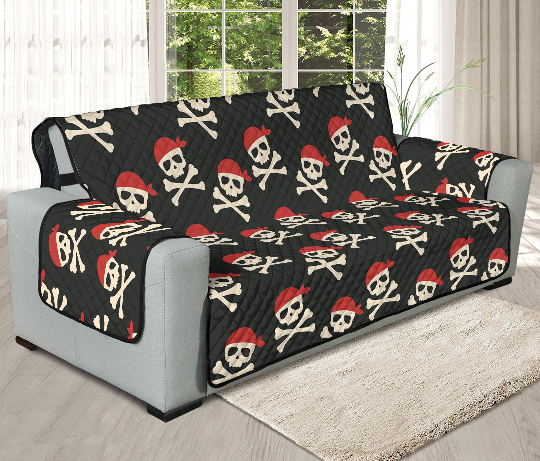 Pirate Skull Crossbones Pattern Print Oversized Sofa Protector