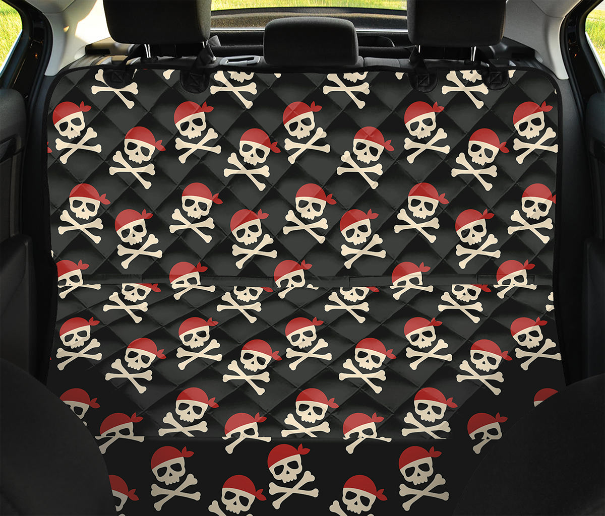 Pirate Skull Crossbones Pattern Print Pet Car Back Seat Cover