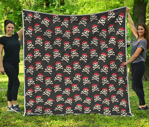 Pirate Skull Crossbones Pattern Print Quilt