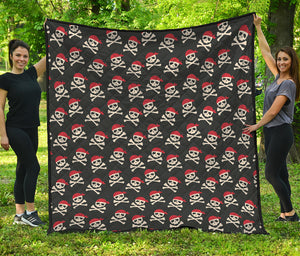 Pirate Skull Crossbones Pattern Print Quilt