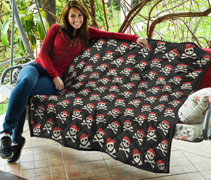 Pirate Skull Crossbones Pattern Print Quilt