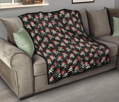 Pirate Skull Crossbones Pattern Print Quilt