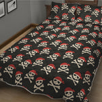 Pirate Skull Crossbones Pattern Print Quilt Bed Set