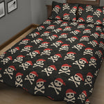 Pirate Skull Crossbones Pattern Print Quilt Bed Set