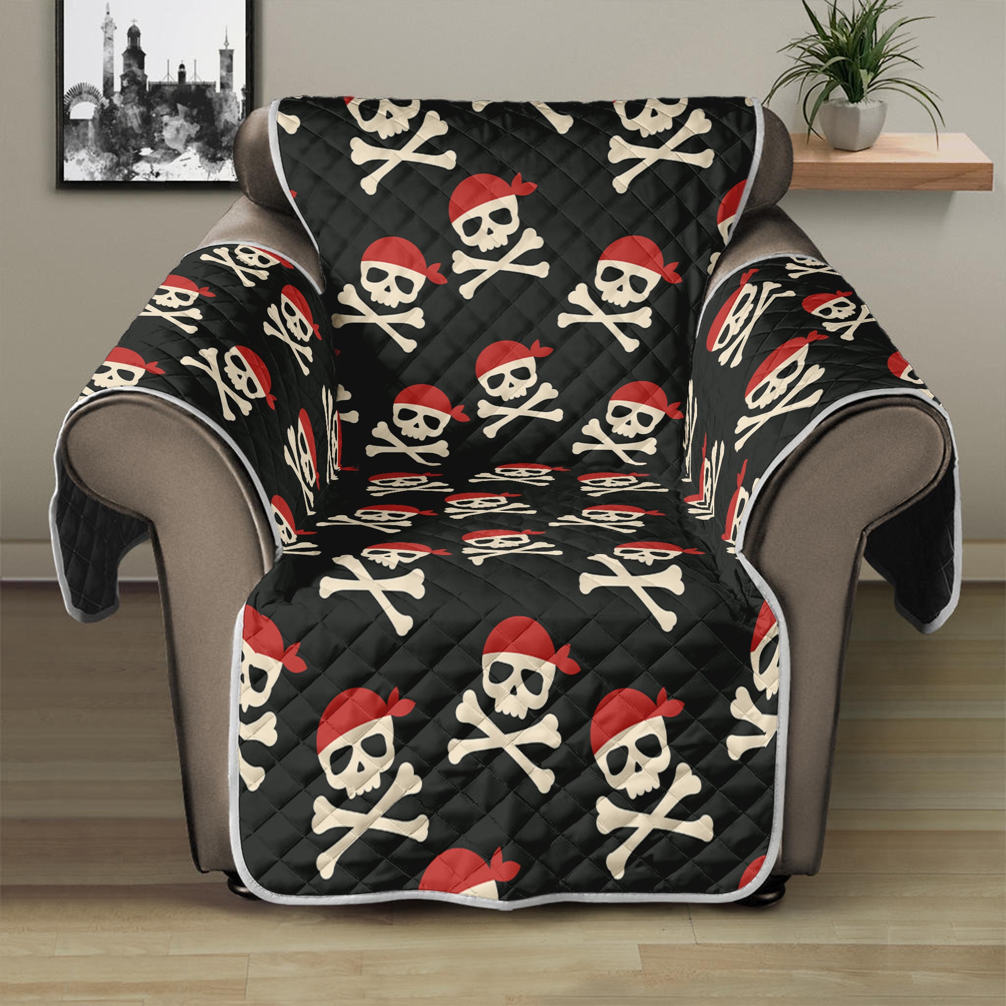 Pirate Skull Crossbones Pattern Print Recliner Protector