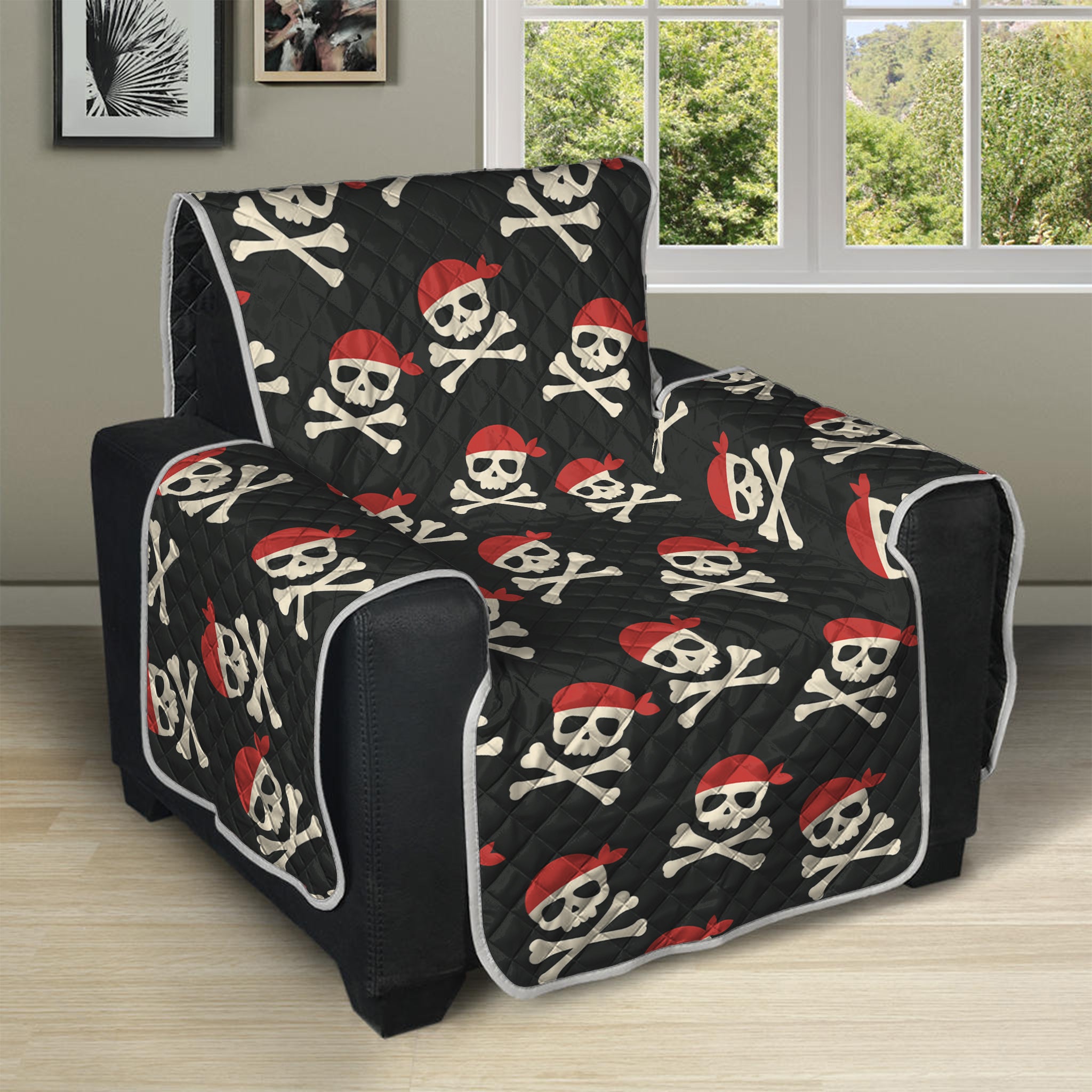 Pirate Skull Crossbones Pattern Print Recliner Protector