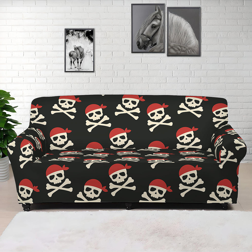 Pirate Skull Crossbones Pattern Print Sofa Cover