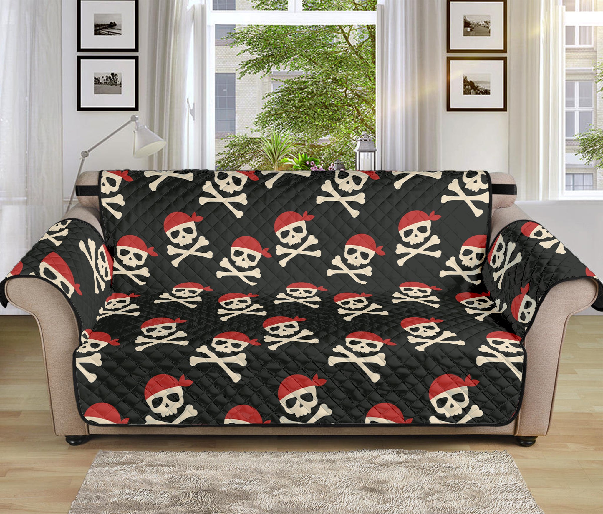 Pirate Skull Crossbones Pattern Print Sofa Protector