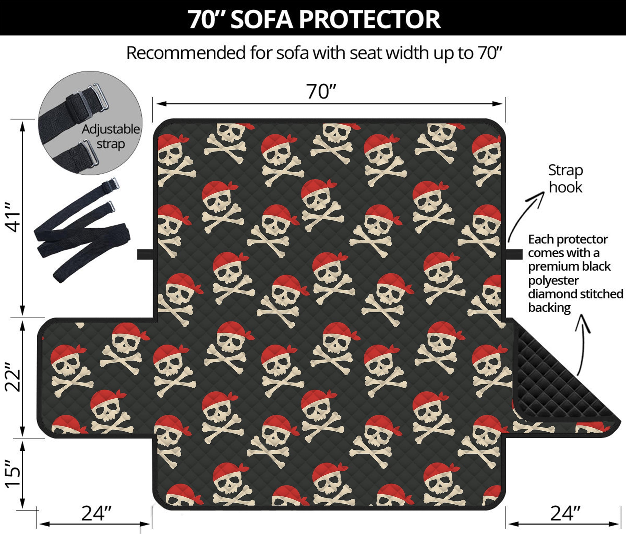 Pirate Skull Crossbones Pattern Print Sofa Protector