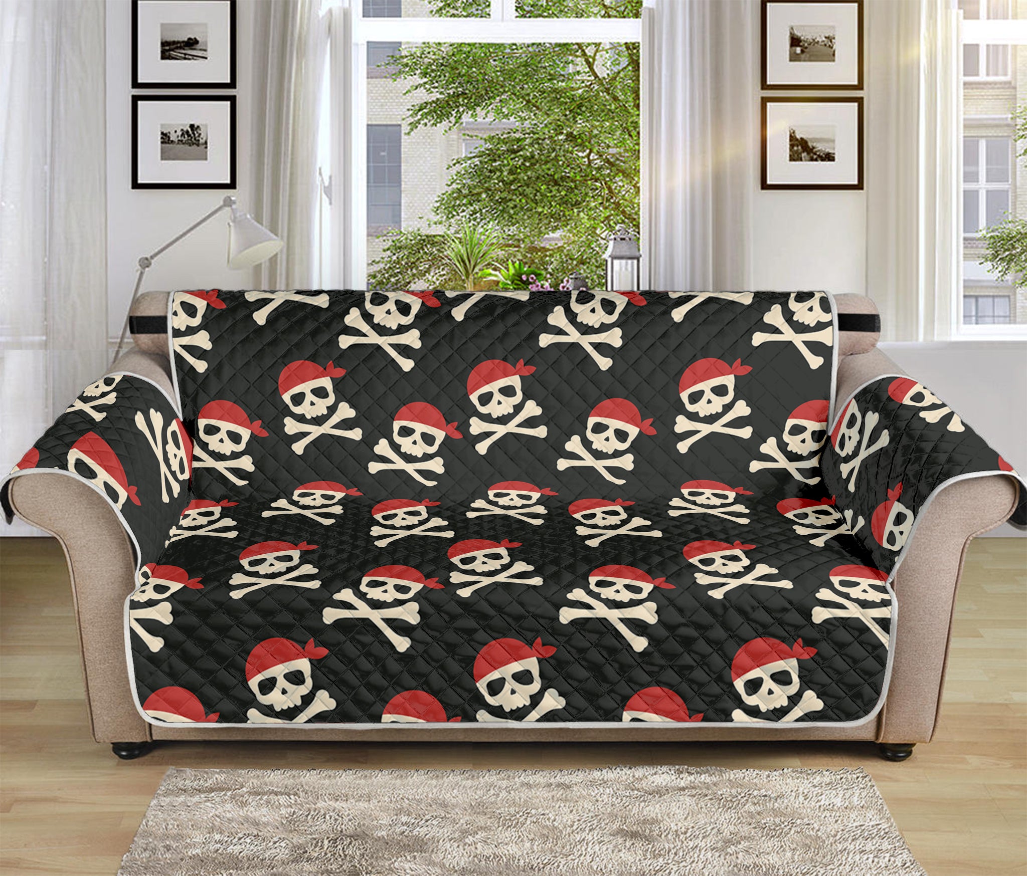 Pirate Skull Crossbones Pattern Print Sofa Protector