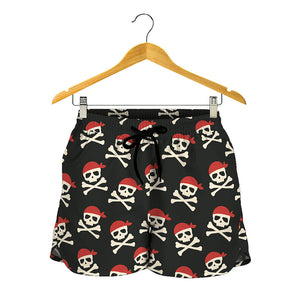 Pirate Skull Crossbones Pattern Print Women's Shorts