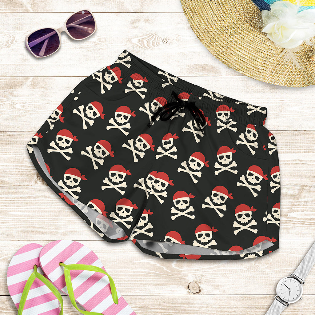 Pirate Skull Crossbones Pattern Print Women's Shorts