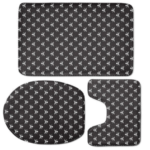 Pirate Skull Symbol Pattern Print 3 Piece Bath Mat Set