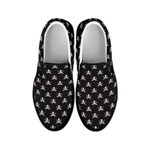 Pirate Skull Symbol Pattern Print Black Slip On Shoes